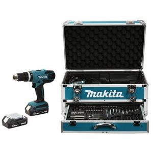 Makita HP457DWEX4 Perceuse visseuse à percussion en mallette en Alu avec 2 batteries 2